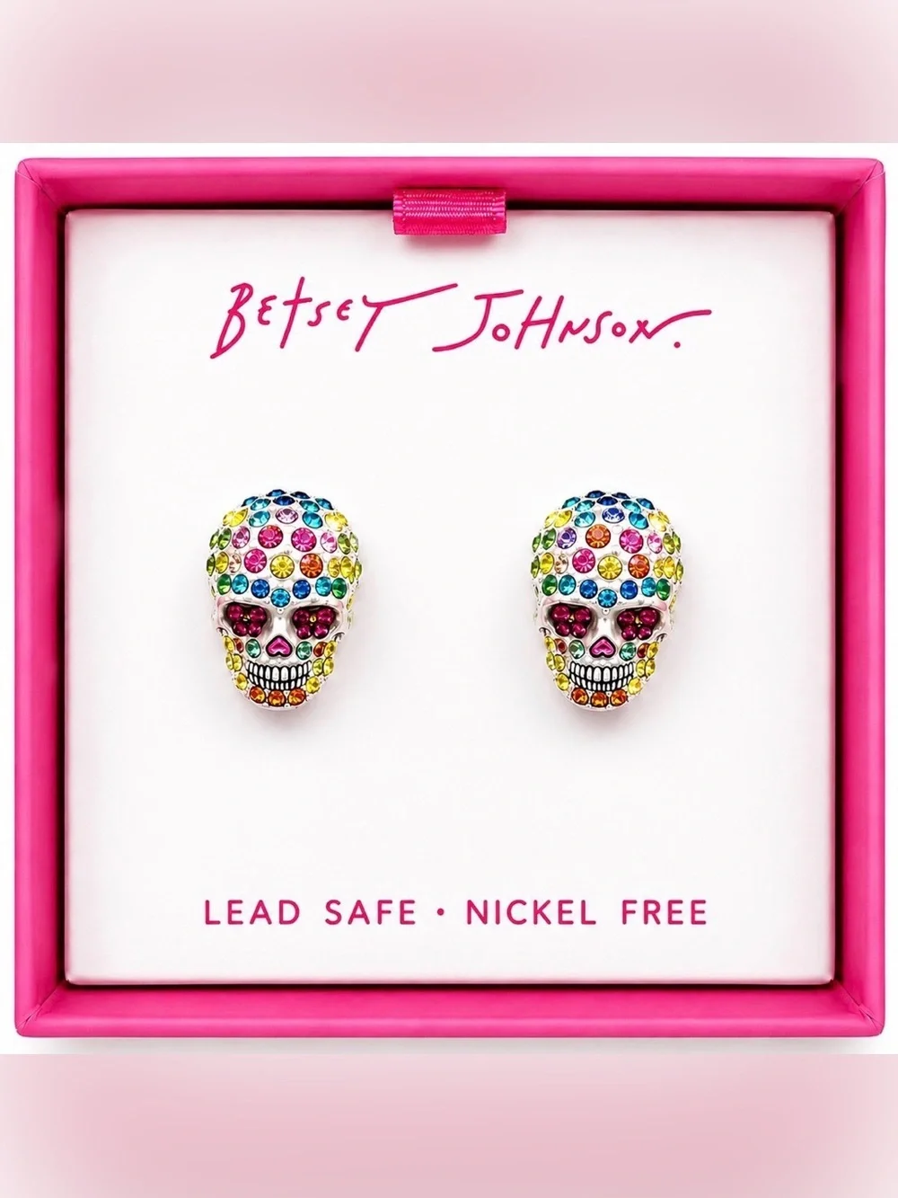 BETSEY JOHNSON Halloween Mexican Day of the Dead Crystal-Studded Earrings NWT